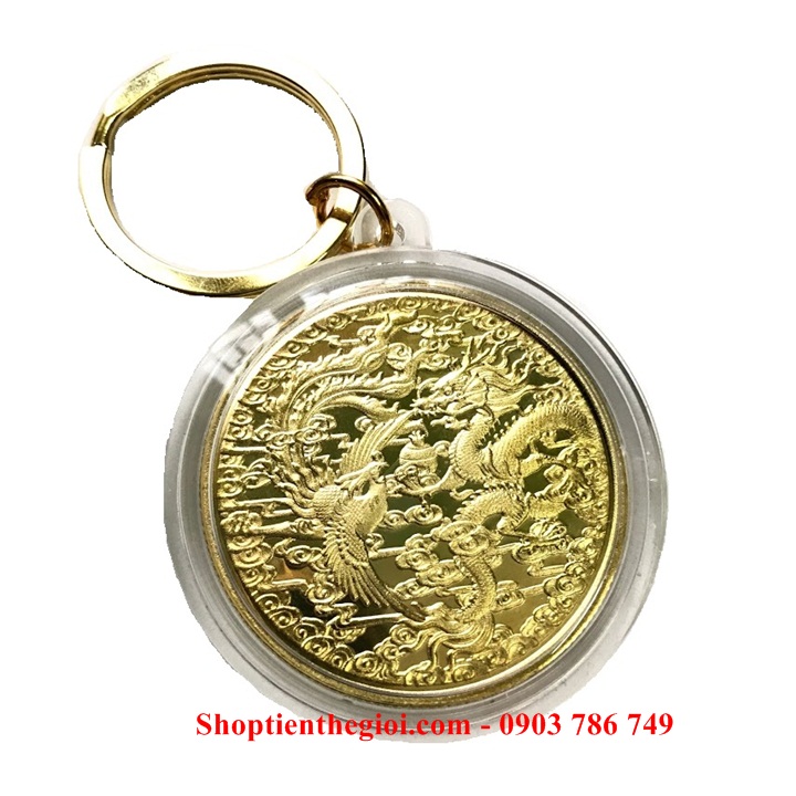 Móc Khóa Xu Long Phụng Vàng - SP000415  